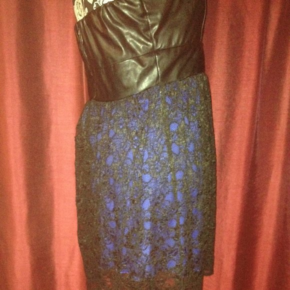 NWOT Black&Blue Lace Strapless Dress By Speechless - Picture 7 of 16